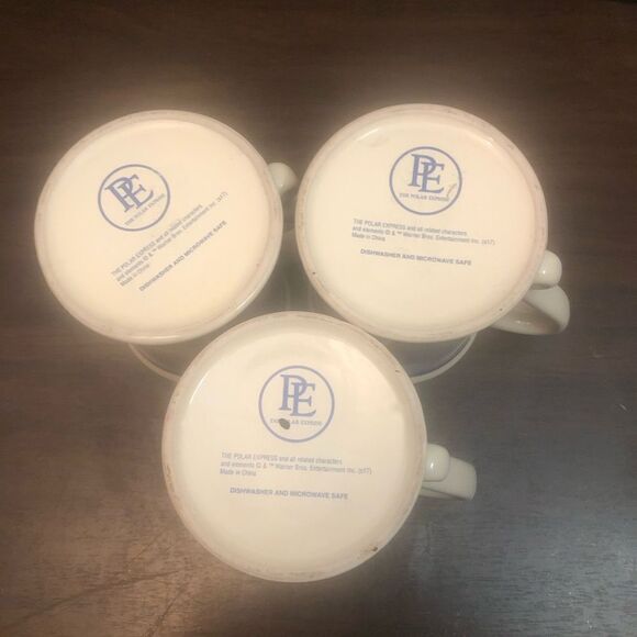 Polar Express All Aboard Believe PE Warner Bros 3D Hot Cocoa Coffee Mug Set Of 3 - Picture 4 of 5